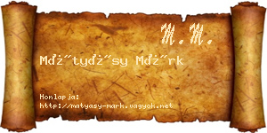 Mátyásy Márk névjegykártya